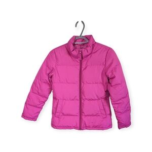 Lands End Kids Pink‎ Puffer Jacket Down/Feather Fill Size 10-12